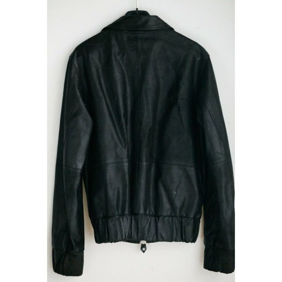 J.Lindeberg Men's Black Leather Classic Jacket w Chunky Zippers L - Picture 3 of 9